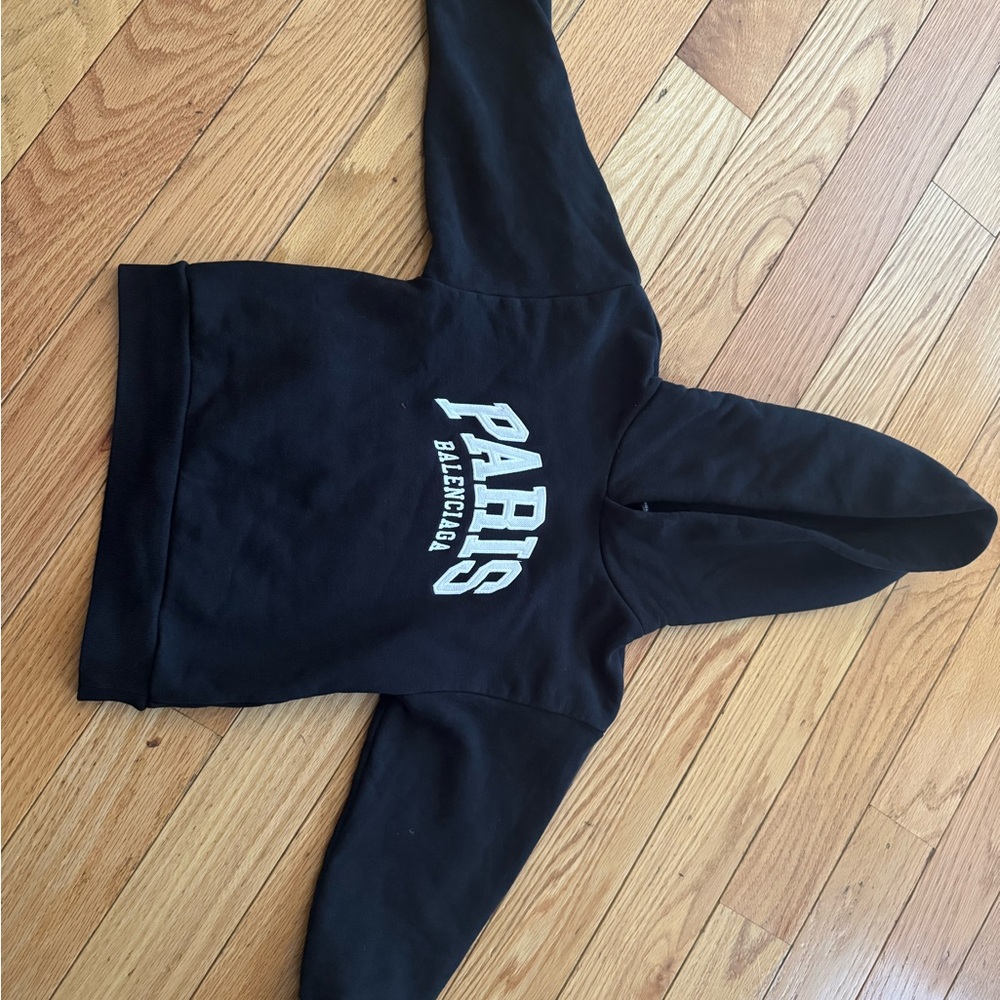 Balenciaga Black Hoodie with Paris Logo